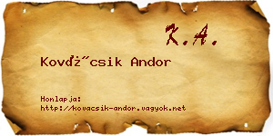 Kovácsik Andor névjegykártya