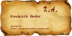 Kovácsik Andor névjegykártya